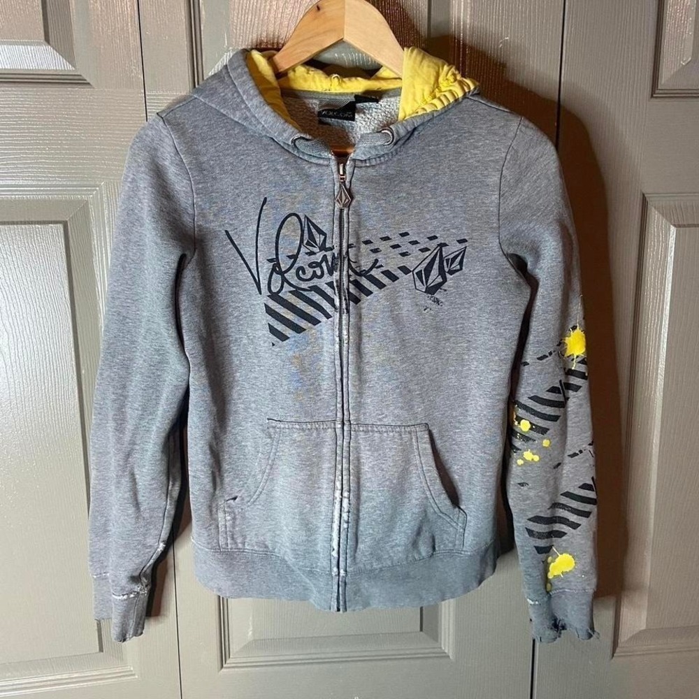 volcom hoodie zip up yellow size S grunge punk y2k skater